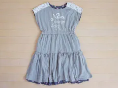 ★5 新品 未使用 リンジィ lindsay アウトレット 子供服 女の子 L 160cm ワンピース ノースリーブ リバーシブル グレー 紺 リバティ 小花柄 春 秋 冬 ガールズ キッズ ジュニア 【中古】 ユーズド 古着