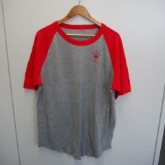 (アメリカ古着)ラグランTシャツ　赤×グレー