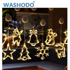 クリスマス電飾LEDライト 電池式 吸盤式  簡単取付 イルミネーションライト 新年の飾りガーデンのインテリアに　室内の壁、軒下の飾り付けや窓飾りに 店舗 パーティーやイベントのデコレーションに Santa Claus Elk snowman 星 月 ハート型