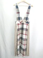 ◇ ⊂ BLUELABELCRESTBRIDGE ギャザー加工 チェック柄 ロング丈 ワンピース サイズ38 ベージュ マルチカラー レディース E  【1501160012340】