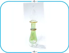 ＼値下げセール中／ E160-9 パフュームボトル デザイン【柄無し グリーン】ミニサイズ  ゴールド エジプト 香水瓶風 ガラス瓶 インテリア コレクション 輸入 レア 1点限