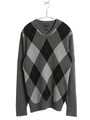 【お得なクーポン配布中!】 バナナリパブリック Vネック ニット セーター レディース M / 古着 アーガイル 高級 100% カシミヤ きれいめ シンプル 長袖セーター グレー