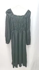 ◇ w closet カジュアル ウエストゴム 長袖 ロング丈 ワンピース サイズ表記なし 推定M相当 ブラック レディース E  【1304120032835】