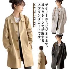 スプリングコート フォーマル ビジネスコート 春 トレンチコート レディース 春コート 通勤 アウター ステンカラーコート スプリングコート アウター シングル 春コート ステンカラーコート 無地 ビ#