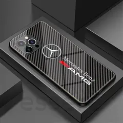 スマホケース iPhoneケース メルセデス ベンツ AMG アイフォンケース 耐衝撃 iPhone13 iPhone14 iPhone15 iPhone16 iPhone17 全機種対応 ガラスケース ハードケース カーボン柄 ブラック