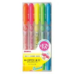 （まとめ買い）ゼブラ 蛍光オプテックス2-EZ 5色セット WKT11-5C 【×5セット】