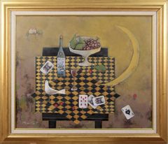 吉井光子『月夜の出来事』油彩画【真作保証】 絵画