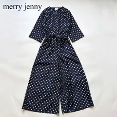 merry jenny メリージェニー ドット パール オールインワン リボン 総柄 ネイビー FREEのサムネイル