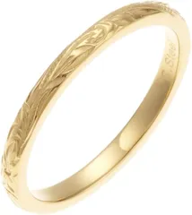 Piena(ピエナ) アクセサリーショップ サージカルステンレス製 K24金メッキ ハワイアン細身リング ペア 低金属アレルギー 11号(ゴールド)