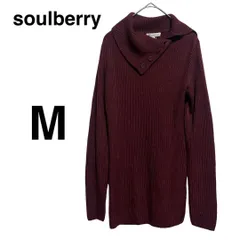M soulberry ソウルベリー ニット 変形 Mサイズ オシャレ 襟付き ワインレッド ダークブラウン ダークカラー オシャレニット 襟の斜めボタンがアクセント‼ 可愛い 上品 女性らしい デート T194_a178のサムネイル