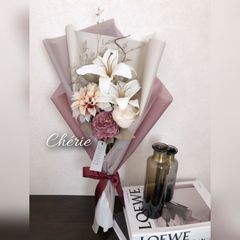 136【NEW♡】大人かわいい　モーブカラー　花束　高級造花　アーティフィシャルフラワー　ドライフラワー　母の日