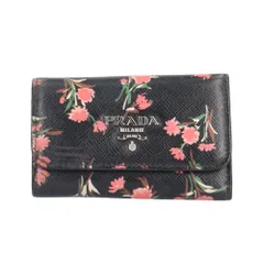 プラダ 花柄 サフィアーノ キーケース レザー 1PG222 レディース  PRADA  中古 プラダ
