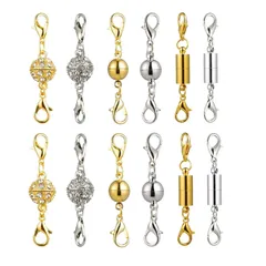 【数量限定】収納袋付き クラフト作り DIY用 延長用金具 ジュエリー用 12個セット エンドパーツ 磁気クラスプ 簡単装着 マグネット留め具 留め具 ネックレス YFFSFDC