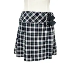中古 バーバリーブルーレーベル BURBERRY BLUELABEL プリーツ ミニスカート クリーニング済み ダブルベルト チェック柄 レディース サイズ38
