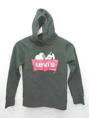 ◇ ⊇ Levi's ×　PEANUTS スヌーピー　裏起毛　キッズ 長袖 プルオーバー　パーカー 128-140 ブラック 男の子　女の子 P  【1409250027017】