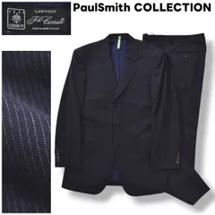 日本製 ポールスミス コレクション PaulSmith COLLECTION イタリア製 生地 チェルッティ CERRUTI 3B シングル スーツ セットアップ 上下 M ピンストライプ ネイビー ビジカジ フォーマル メンズ