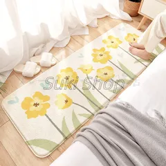 新品未使用 ラグ カーペット 花柄 ラグマット キッチンマット 洗える 絨毯 玄関 滑り止め付 防ダニ 抗菌 防臭 ふわっと オールシーズン長方