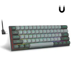 【迅速発送】e元素 Hz-61 60% エスポートゲーミングキーボード ラピッドトリガー磁気キースイッチメカニカルキーボード ホットスワップ可能 調節可能なアクチュエーション コンパクト設計61キー PBTキーキャップ RGBバックライト パソコン用キーボード