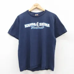 L/古着 フルーツオブザルーム 半袖 ビンテージ Tシャツ メンズ 00s カッパシグマ オクラホマ カレッジ 月 コットン クルーネック 紺 ネイビ
