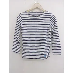 ◇ ORCIVAL フランス製 ボーダー 長袖 バスクシャツ カットソー サイズ1 オフホワイト ネイビー レディース  【中古】 【1206080005587】