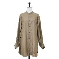 MACPHEE マカフィー シャツ ベージュ サイズ:36(9号) / コットン モールスキン バンドカラー チュニック シャツ / 長袖 ギャザー スリット / トップス ブラウス デイリー【レディース】【中古】