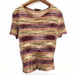 MISSONI ミッソーニ マルチカラー ストライプ 半袖ニットオレンジダグ