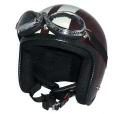 新品！ ZK-300 スモールジェット 内装着脱式で外して洗える【ブラウン/アイボリー】装飾用ビンテージゴーグル付きSG公認 公道走行可 全排気量対応 社外シールド装着可能！フリーサイズ(57～60㎝) 