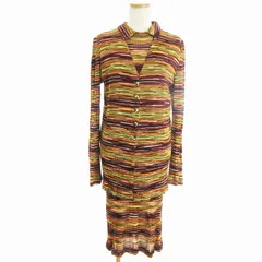 ミッソーニ MISSONI アンサンブル カーディガン 長袖 ニットワンピース 半袖 ひざ丈 ボーダー 総柄 マルチカラー ■SM3のサムネイル