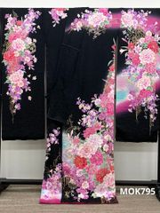 振袖 銀通し カトレア 仮絵羽 未仕立て品 正絹 八掛付き KH177 - メルカリ