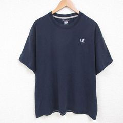 XL/古着 チャンピオン champion 半袖 ブランド Tシャツ メンズ ワンポイントロゴ クルーネック 紺 ネイビー 25jun06 中古