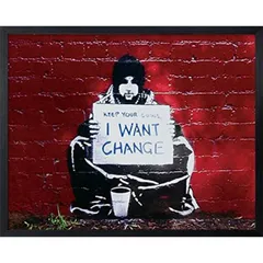 Banksy バンクシー アートフレーム I Want Change 【bicosya/美工社】 IBA-61755 サイズ530x430x32mmのサムネイル