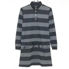 【超美品】アディダスゴルフ ワンピース 黒×グレー ボーダー レディース M/M ゴルフウェア adidas