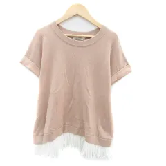 トラッゾドンナ Torrazzo Donna ニット カットソー ラウンドネック 半袖 フェザー 茶色 ブラウン /HO50のサムネイル