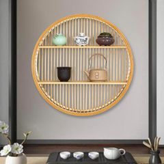 竹製 丸型ウォールシェルフ 壁掛け棚 56cm 北欧風 飾り棚 - メルカリ