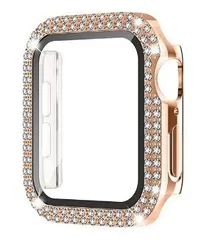 【ローズ】Apple Watch カバー キラキラ ラインストーン 38 40 41 42 44 45 mm 保護 ケース アップルウォッチカバー アップルウオッチカバー ハード 耐衝撃 可愛い 誕生日 記念日 select ギフト プレゼント