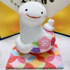 ちりめん 令和七年 干支飾り【花親子 巳】2025年迎春 玄関お飾 巳年 パステルカラー 七宝 リュウコドウ 新品未使用品 日本製