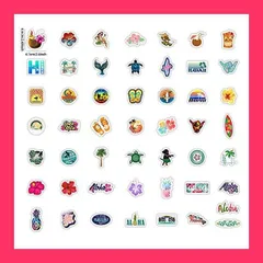 【スタッフおすすめ！】ハワイステッカーセット 50枚 アロハステッカー ビーチ防水シール スーツケース バイク ヘルメットなど適用