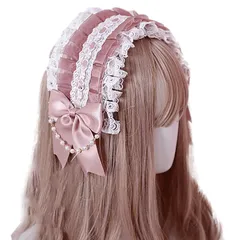 【新品未開封】 カチューシャ ヘッドドレス 髪飾り morytrade レディース コスプレ リボン ゴスロリ ロリータ レース (あずき色)