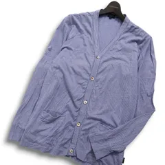 Paul Smith JEANS ポールスミス ジーンズ 通年 ボーダー★ Vネック カーディガン Sz.L　メンズ ネイビーのサムネイル