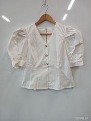 nb04 ●Rady●レディ●武藤静香●バックジップ●パフスリーブ●ブラウス●シャツ●sizeS●白