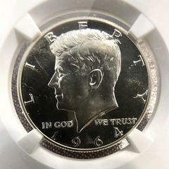 NGC高鑑定品★1964年米国ケネディ大統領 追悼 発行初年度ハーフダラー プルーフ銀貨★PF67