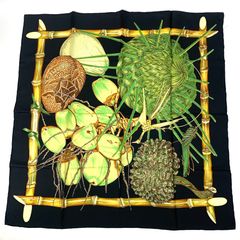 新品同様 HERMES エルメス カレ90 Jardin Creole クレオルの楽園 シルク スカーフ ブラック