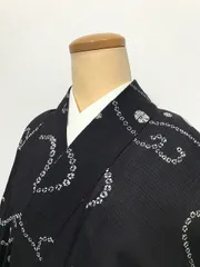正絹・絹紅梅着物・黒地に水草・夏着物・小紋着物 楽天市場】正絹小紋 Osikiri Moe すぐに着られます お仕立て