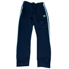 古着 adidas アディダス トラックパンツ 刺繍 トレフォイルロゴ ネイビー×ホワイトライン 95サイズ Mサイズ 257-120