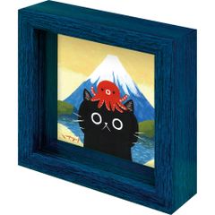 絵画 糸井忠晴 ミニミニボックスフレーム「青ふじ」 かわいい 猫の絵 アートフレーム 額入り 小さい絵 キャット 壁掛け 卓上 インテリア プレゼント ギフト Cat リビング 玄関 子ども部屋 贈り物 Sサイズ