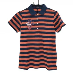 【新品】パーリーゲイツ 半袖ポロシャツ ネイビー×オレンジ ボーダー ロゴ刺しゅう  レディース 0(S) ゴルフウェア PEARLY GATES