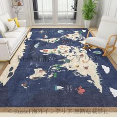 絨毯 ラグ カーペット 世界地図 大陸 海 動物 アニマル おしゃれ かわいい 240cm 200cm 180cm インテリア リビング 寝室 子ども部屋 滑り止め付き 8-14