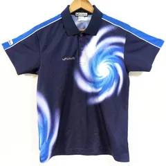 日本製◎ (^w^)b Butterfly バタフライ 卓球 ウェア 半袖 紺 青 ブルー グラデーション 薄手 軽量 スポーツ ロゴ ライン おしゃれ ストレッチ 古着 紳士 メンズ サイズM