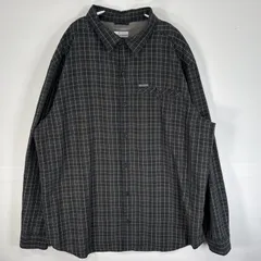 古着 コロンビア Columbia シアサッカー 長袖シャツ チェック柄 ワンポイント ロゴ 大きいサイズ XXL  ブラック系 マルチカラー メンズ