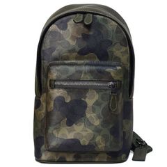 コーチ メンズ バッグ COACH コーティングキャンバス レザー シグネチャー カモフラ 迷彩柄 ウェスト パック ワンショルダー バックパック ボディーバッグ ダークシャムロックマルチ CW312